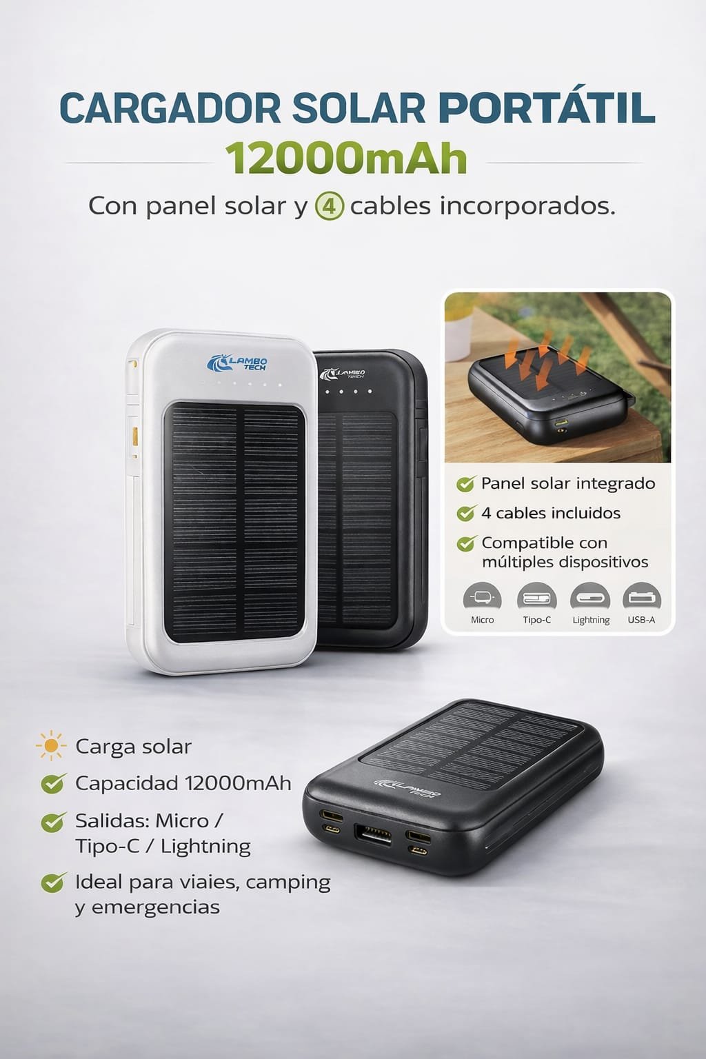 CARGADOR SOLAR 12000MHA